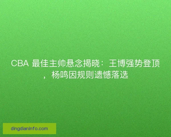 CBA 最佳主帅悬念揭晓：王博强势登顶，杨鸣因规则遗憾落选