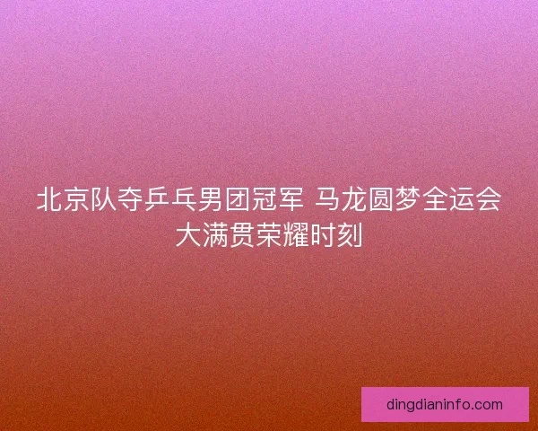 北京队夺乒乓男团冠军 马龙圆梦全运会大满贯荣耀时刻